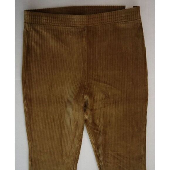 Aerie Women’s Sz Large Gold High Rise Ribbed Taille Haute Bell Bottom Pants - Picture 6 of 14